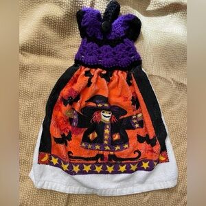 Vintage Halloween Witch Hanging Crochet Towel